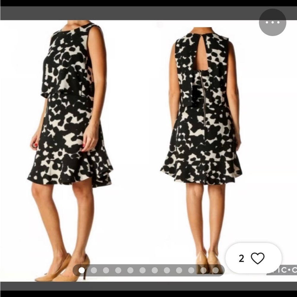 Banana Republic Black and Cream Casual Dress